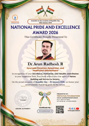 Dr Arun Radhesh R certificate